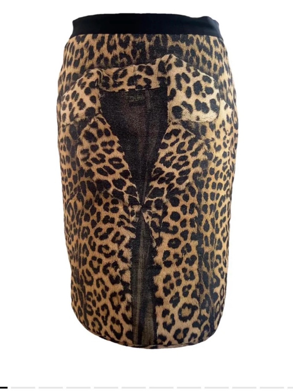 Jean Paul Gaultier 1994 Runway Leopard Print Pencil Skirt - Tan/Black
